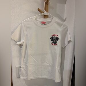 NWOT Kenzo White Tee with Red Logo Patch S
